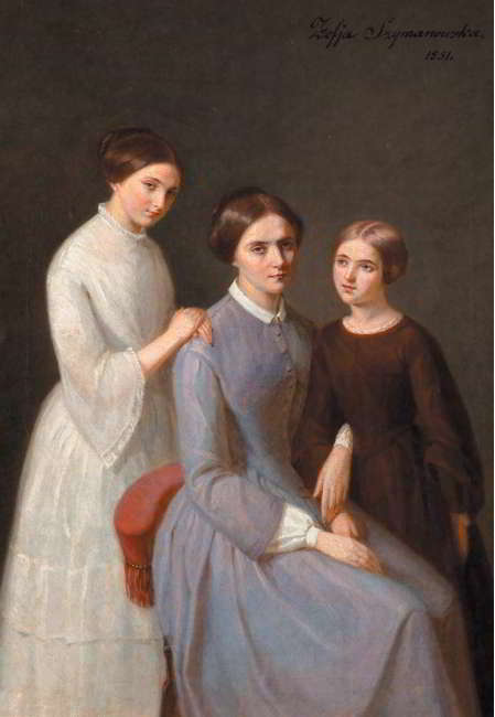 Celina Mickiewiczowa z córkami Marią i Heleną. Obraz Zofii Szymanowskiej. 1851 r. (fot. Magazyn Polski)